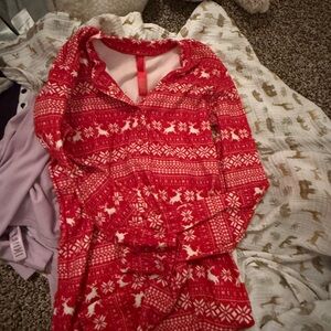 SKIMS Red and White Long Sleeve Tee